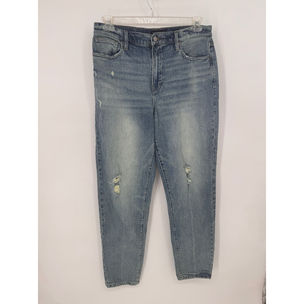Lucky Brand Drew Mom Jean Womens 12/31 Blue High Rise Distressed Tapered Long
